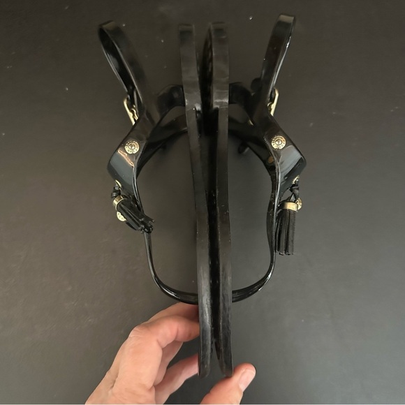 Henri Bendel Jelly Black White And Brown Thong Ankle Strap Designer Sandals 7 - Picture 9 of 11